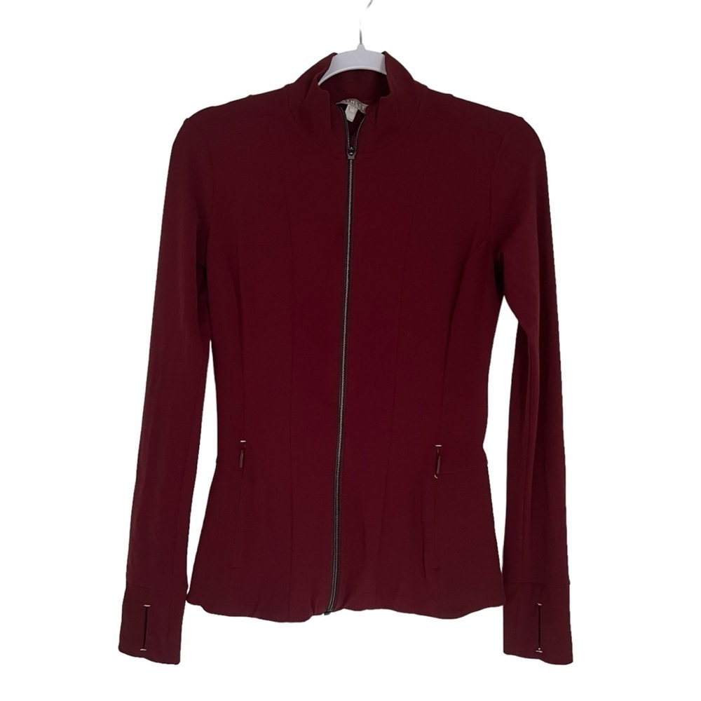 Athleta Jacket Womens XS Burgundy  Full Zip Stretchy Running Jacket